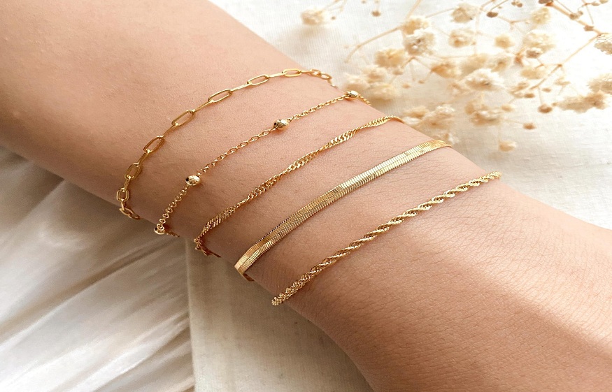 Gold plated bracelets for women